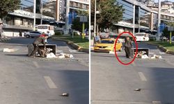 Kağıthane’de yol kapatıp araçlara taş atan şahısın görüntüsü: Sürücülere zor anlar yaşattı