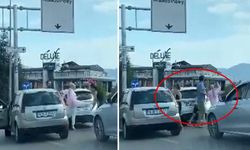 Bursa’da trafikte kadınların tekme tokat kavga görüntüsü