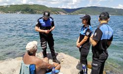 Beykoz Anadolu Kavağı sahilinde polisten boğulmalara karşı uyarı
