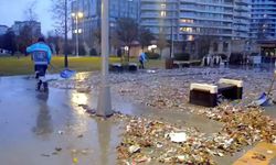 Bakırköy sahilinde lodos temizliği