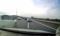 Beykoz TEM’de trafik magandası kamerada