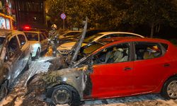 Park halindeki 4 otomobil alev alev yandı