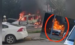 Hafif ticari araç alev alev yandı!