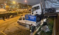 Park halindeki kamyon hareket edip başka aracın üzerine düştü