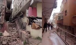 Bina yanındaki binanın üzerine devrildi!