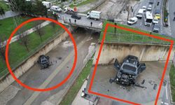 Ters yöne giren otomobil dereye uçtu