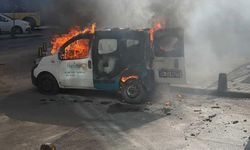 Park halindeki hafif ticari araç küle döndü