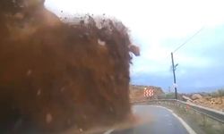 Dağdan kopan kaya cipin üzerine düştü