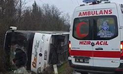 Çatalca'da otobüs devrildi