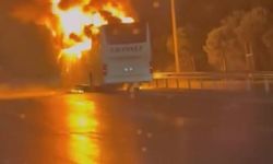 Esenler'de yolcu otobüsünde yangın