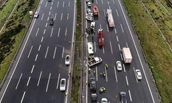 Kuzey Marmara Otoyolu’ndaki kaza havadan görüntülendi