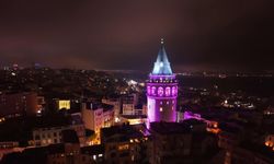 Galata Kulesi farkındalık için mor renge büründü