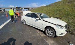 Çatalca’da takla atan araçta mucize kurtuluş