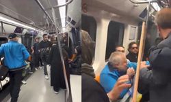Metroda gergin anlar: Taraftar kavgasına oklavalı müdahale