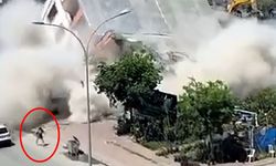 Yıkımda panik anları: Kadın enkaz altında kalmaktan son anda kurtuldu