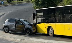 Motosiklete çarpmamak için manevra yaptı otobüse çarptı