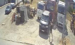 Avcılar'da park halindeki kamyonlardan hırsızlık kamerada