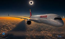Güneş tutulması için özel uçuş; 10 bin metreden canlı yayınlandı