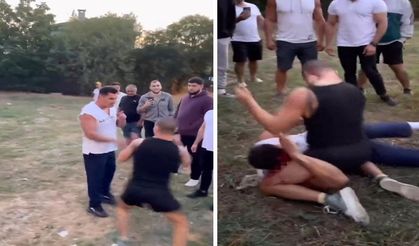 Birbirlerine meydan okuyan Kaan Kazgan ve Savaş Cebeci'nin kavga ettiği anların görüntüsü