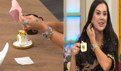 Dilan Polat'ın canlı yayında altın tozuyla kahve içtiği anlar gündem oldu