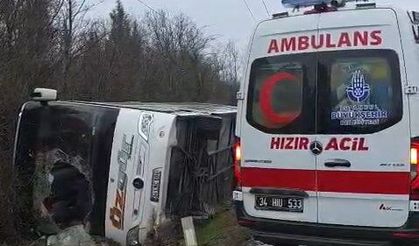 Çatalca'da otobüs devrildi