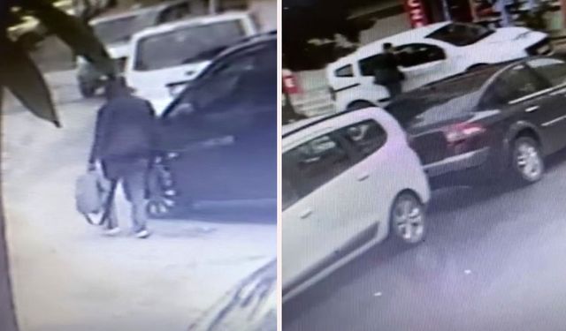 Araçların camlarını patlatıp soyan hırsız kameraya yakalandı