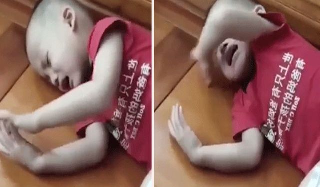 Uykusunda ağlayarak tabletle oynayan çocuğun görüntüleri endişe yarattı!