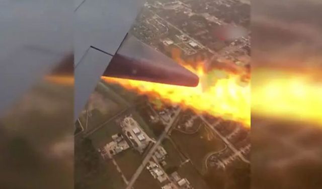 ABD-Meksika uçağının motorunun alev aldığı anların videosu