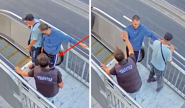 İBB metrobüs durağında yürüyen merdiveni durduran kişilerin görüntüsünü paylaştı! Sabotaj videosu gündem oldu