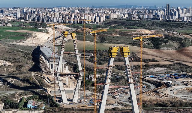 Sazlıdere Köprüsü kuleleri tamamlanıyor