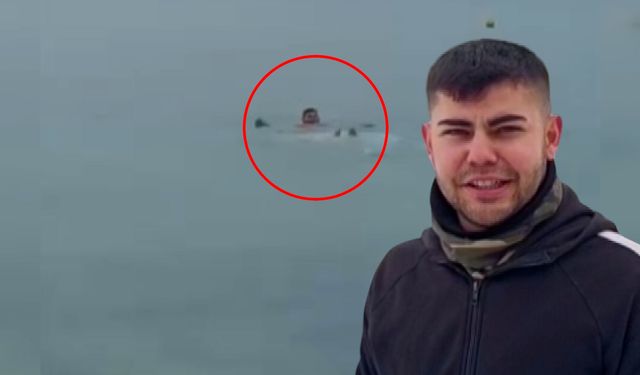 Kar ve soğuk dinlemedi! Silivri’de bir vatandaş denize girdi