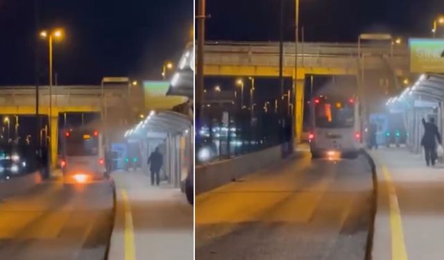 Metrobüste yangın çıktı