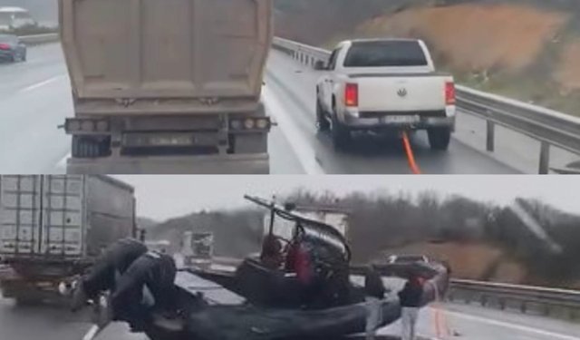 Sıra dışı kaza: tekne yola düştü!