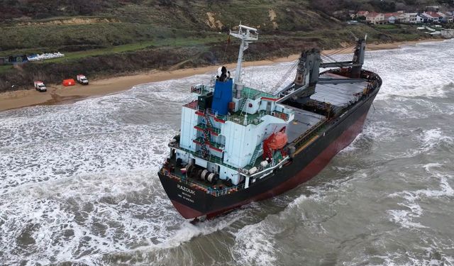 Sarıyer'deki gemi havadan görüntülendi