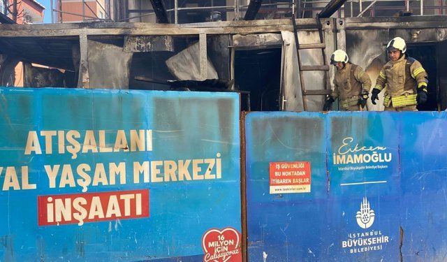 İBB şantiyesinde yangın