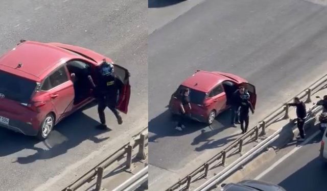 Yol ortasında kavga: Sürücü ve yolcu birbirine girdi