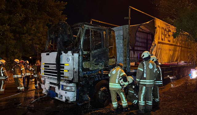 Büyükçekmece'de park halindeki tır yandı