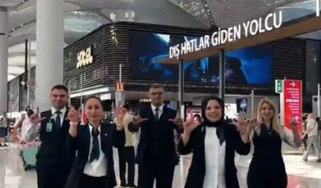 İstanbul Havalimanı çalışanlarından Milli Takım'a destek
