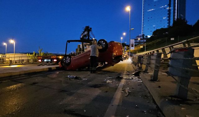 Şişli’de korkutan kaza: Alkollü sürücü defalarca takla attı