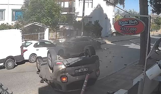 Büyükçekmece'de park halindeki araca çarpıp takla attı