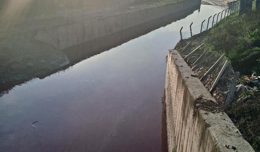 Esenyurt'ta derenin rengi kırmızıya döndü