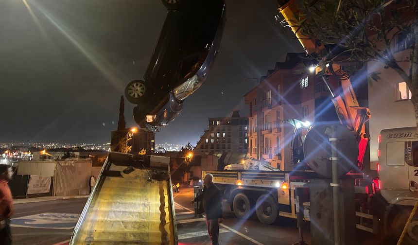 Otomobil apartman bahçesine uçtu