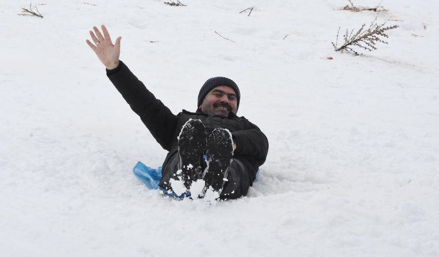 Kızaklarla kar keyfi yaşandı