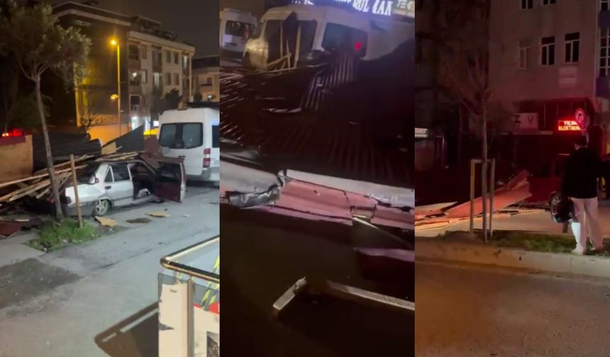 İstanbul'da fırtına! Çatılar uçtu, dev dalgalar oluştu