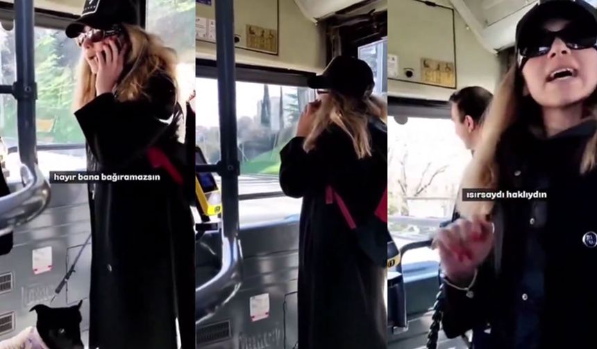 Otobüse köpekle bindi ortalığı karıştırdı