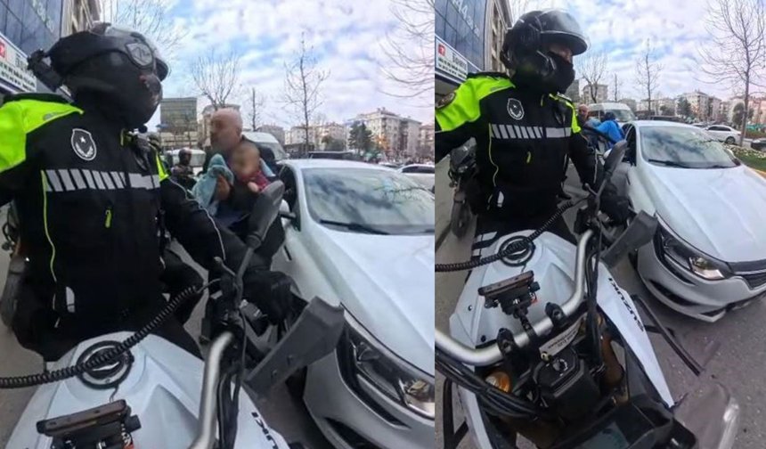 Zabıta zamana karşı yarıştı, bebek hastaneye yetişti