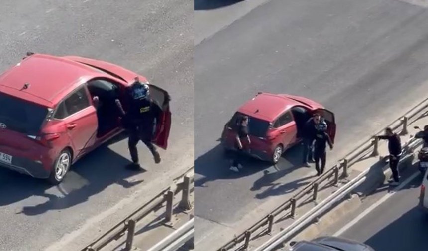 Yol ortasında kavga: Sürücü ve yolcu birbirine girdi