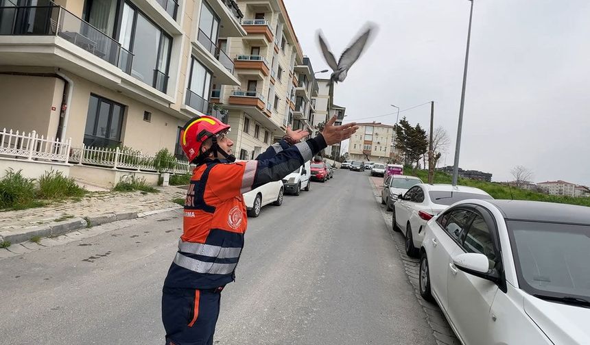 Havalandırma boşluğuna düşen kuşları itfaiye kurtardı