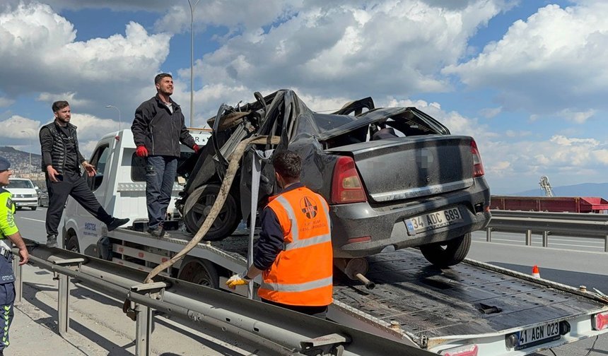 TEM’de kontrolden çıkan otomobil hurdaya döndü