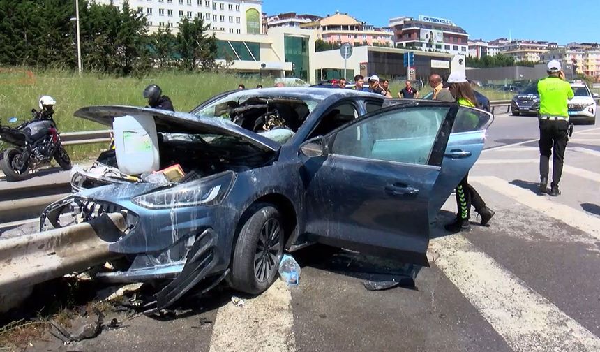 Çekmeköy Şile Yolu’nda feci kaza: Araç bariyere çarpıp alev aldı